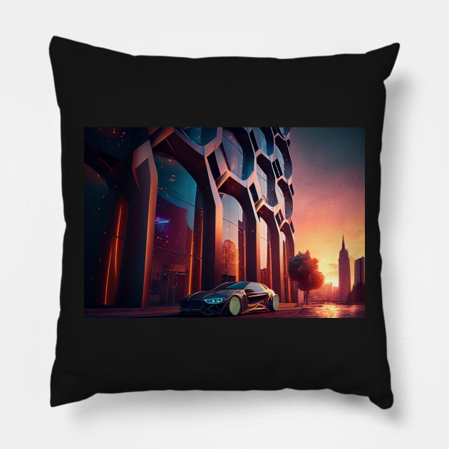 Bavarian Luxury Automotive Brand - at dusk a little later Pillow by baseCompass