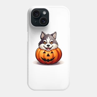 Siberian Husky Dog inside Pumpkin #2 Phone Case