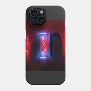 Digital collage and special processing. Sci-fi and mystic. Corridor. Red lights. Phone Case