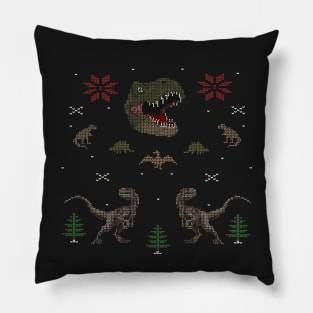 Ugly Dino Christmas Sweater Pillow