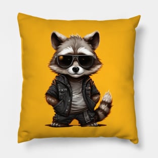 cool raccoon rapper Pillow