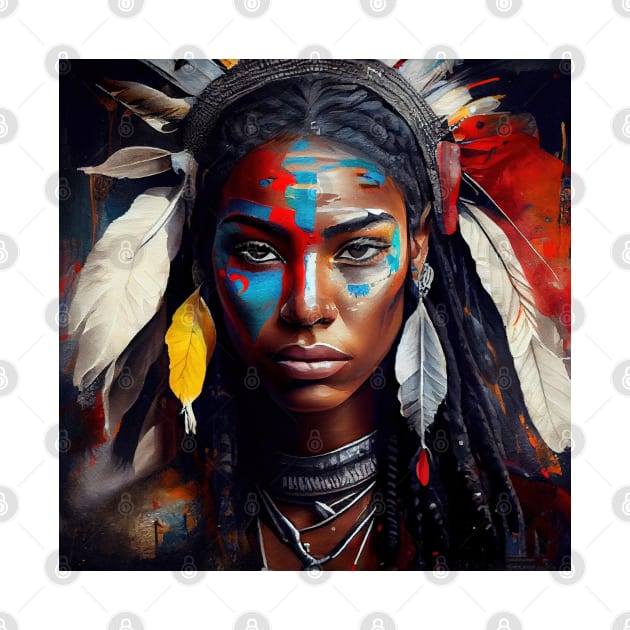 Powerful American Native Warrior Woman #2 by Chromatic Fusion Studio