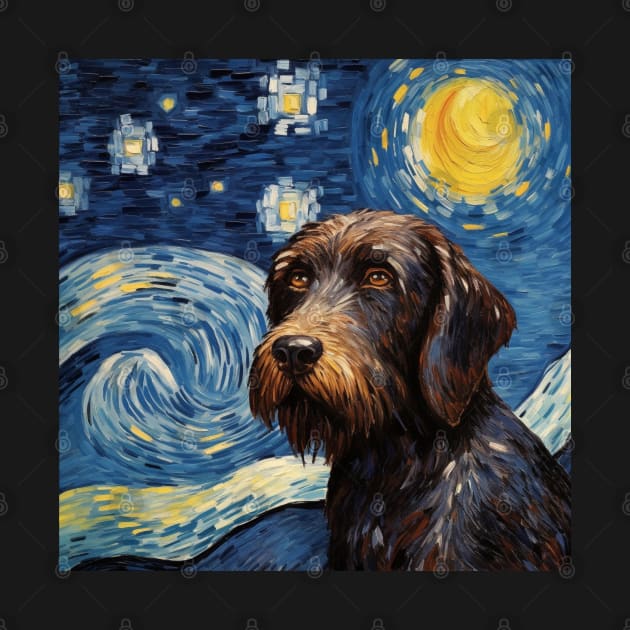 Black German Wirehaired Pointer Night by NatashaCuteShop