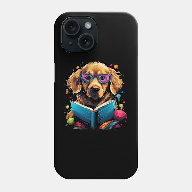 Golden Retriever Reads Book Phone Case by JH Mart