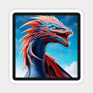 Intricate Orange and Blue Scaled Dragon Magnet