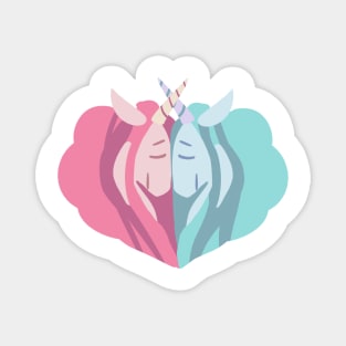 Couple heart shape cute vanil valentine unicorns Magnet