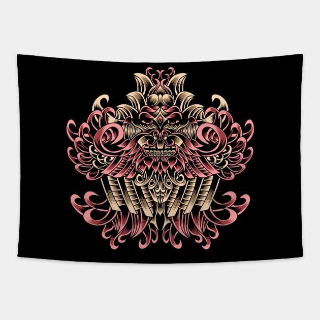 Artwork Illustration Abstract Creature With Engraving Tapestry by Endonger Studio