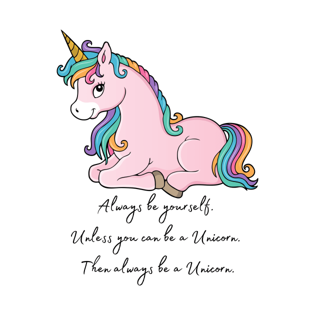 Cute Little Unicorn With Rainbow Hair by Vegan Squad