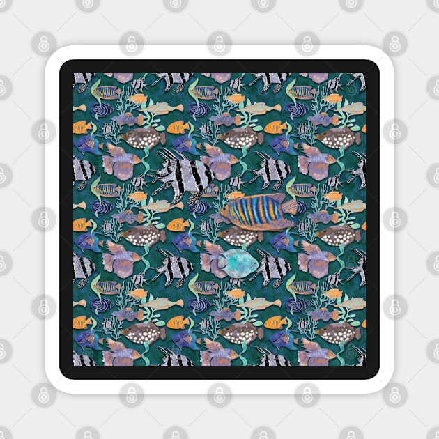 Aqua green fish tank pattern Magnet by andreeadumez