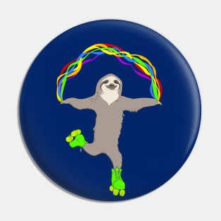 Roller Sloth Rainbow Pin