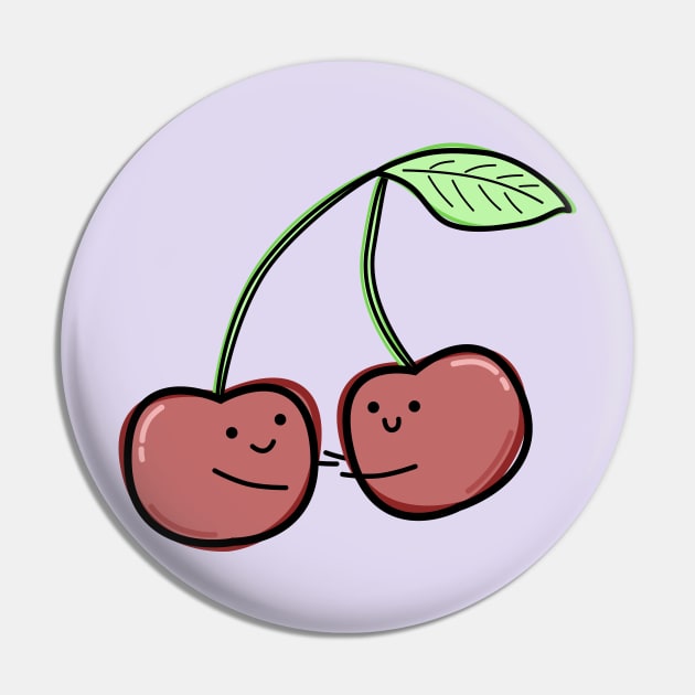 Cute Cherries Pin by happyfruitsart