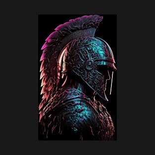 Synthwave Spartan Warrior Vaporwave Neon T-Shirt