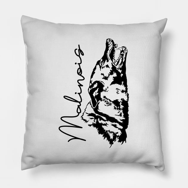 Belgian Malinois dog portrait Pillow by wilsigns