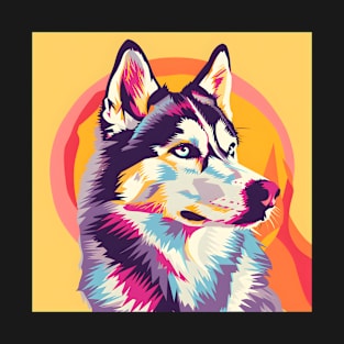 Siberian Husky in 70's T-Shirt