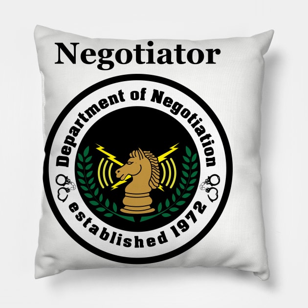 Negotiator Pillow by DepartmentofNegotiation