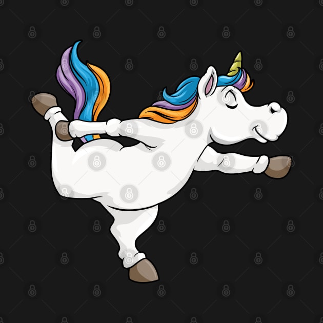 Funny unicorn is doing yoga by Markus Schnabel