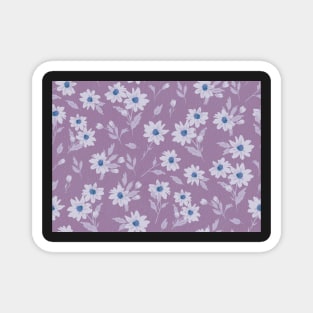 The cute flower pattern in light purple and blue colours Magnet