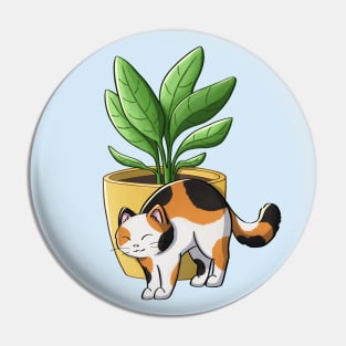 Calico Cat And Plant Pin