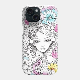 Young Woman's Flowing Hair Merging with Natural Elements Phone Case