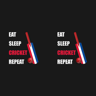 Eat Sleep Cricket Repeat Netherlands Flag Cricket Bat T-Shirt