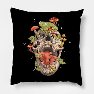 Cottagecore frog Skull Mushroom Collector Men Women Vintage Pillow