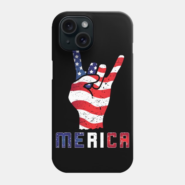 Merica Rocks USA Flag Patriotic 4th of July Gift Phone Case by TheTeeBee