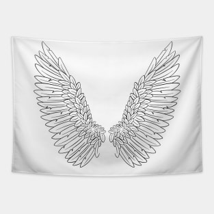 Angel Wings Religious Faith Line Art Tapestry