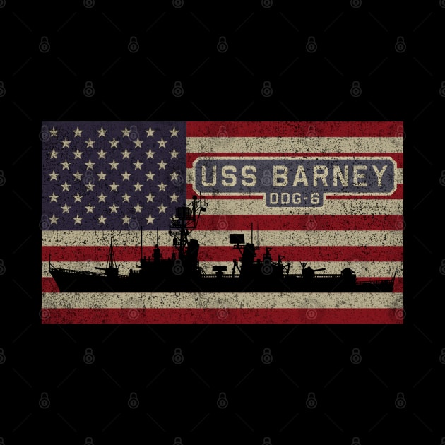 Barney DDG-6 Guided Missile Destroyer Ship Vintage USA American Flag Gift by Battlefields