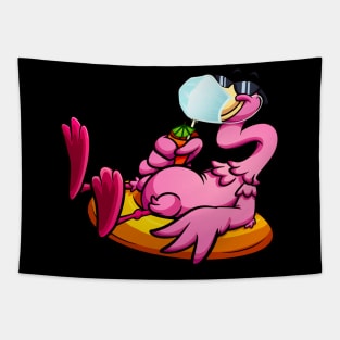 Flamingo with Face Mask Bird Relaxing Quarantine Tapestry