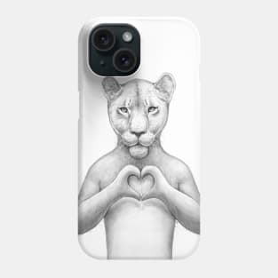 Girl Lion with heart Phone Case