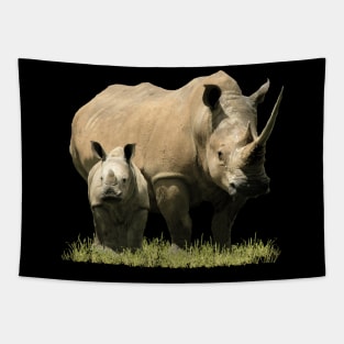 Rhino-Mama with Baby in Kenya / Africa Tapestry