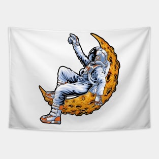 Astronaut lying on the moon illustration Tapestry