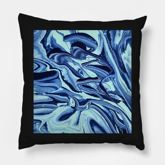 Brain Freeze - Abstract Acrylic Pour Painting Pillow by dnacademic