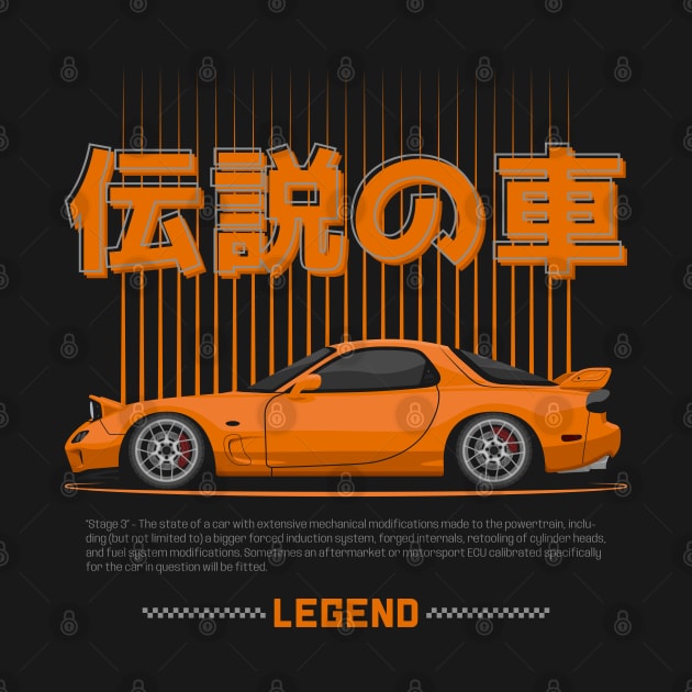 Midnight Racer Orange FD3S RX7 JDM by GoldenTuners
