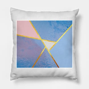 Abstract paint print, color blocking dark blue Pillow