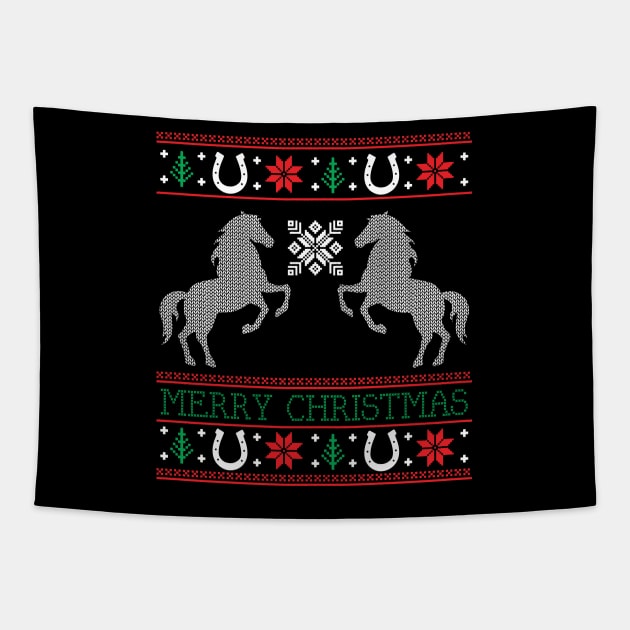 Horse Lover Horse Riders Ugly Christmas Xmas Tapestry by mrsmitful01