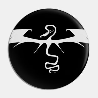 Dragon Tattoo silhouette (white) Pin