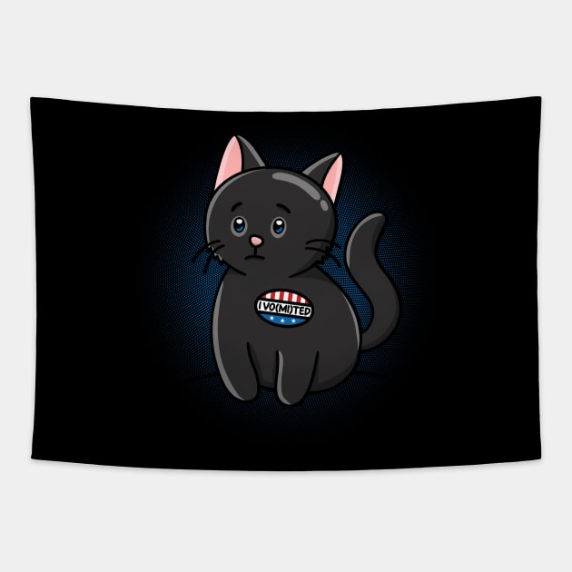 I Vomited Sticker I Voted Sticker Cat Tapestry by mindeverykind