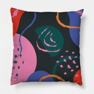 Colorful Retro Abstract Shapes 1 Pillow