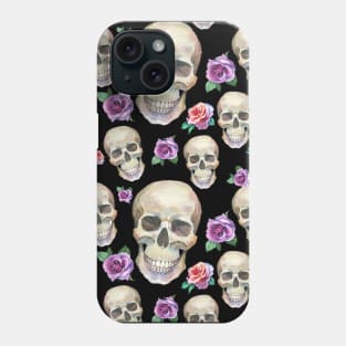 flowers and skulls Phone Case