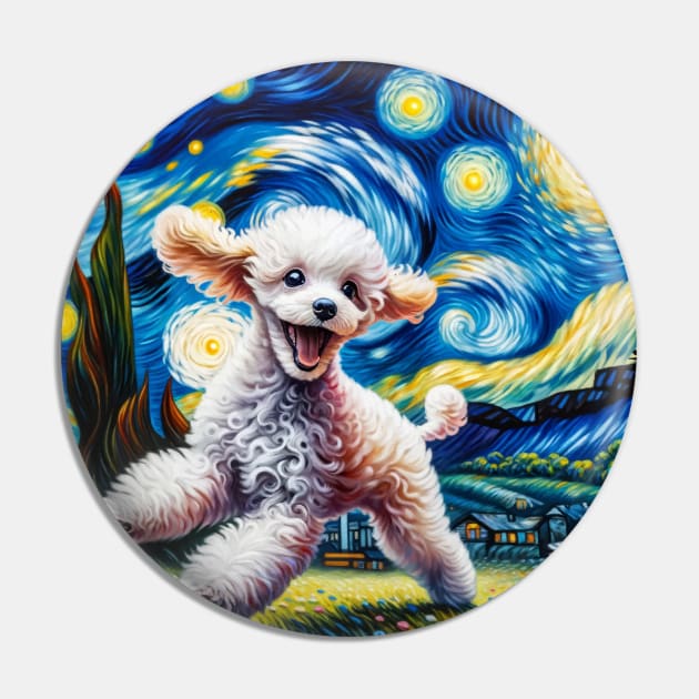 Starry Poodle Portrait - Dog Portrait Pin by starry_night