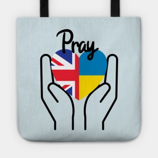 Pray For Ukraine, Pray For Peace, UK Supports Ukraine, UK Stands With Ukraine, Heart With Combined Flags Tote