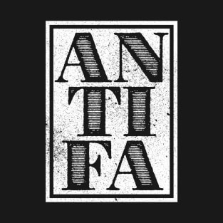 AntiFa Vintage Distressed White T-Shirt