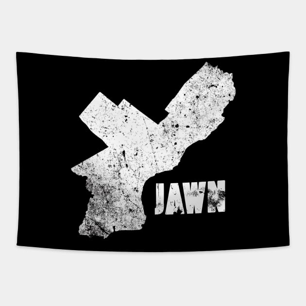 Philly Jawn Philadelphia Map Distressed Gritty Retro Style Tapestry by graphicbombdesigns