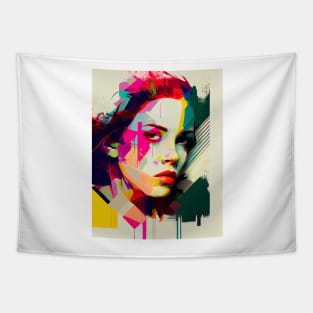 Abstract colorful pop art style woman portrait Tapestry