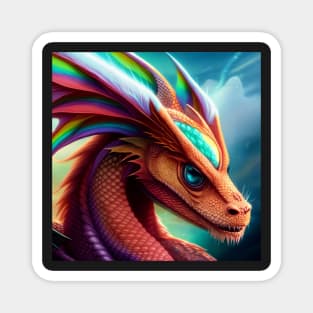 Rainbow Dragon with Orange Scales and Blue Eyes Magnet