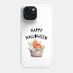 Happy halloween basket of pumpkins Phone Case