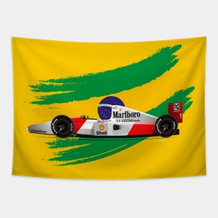 Ayrton Senna's McLaren Honda MP4/7 Illustration Tapestry