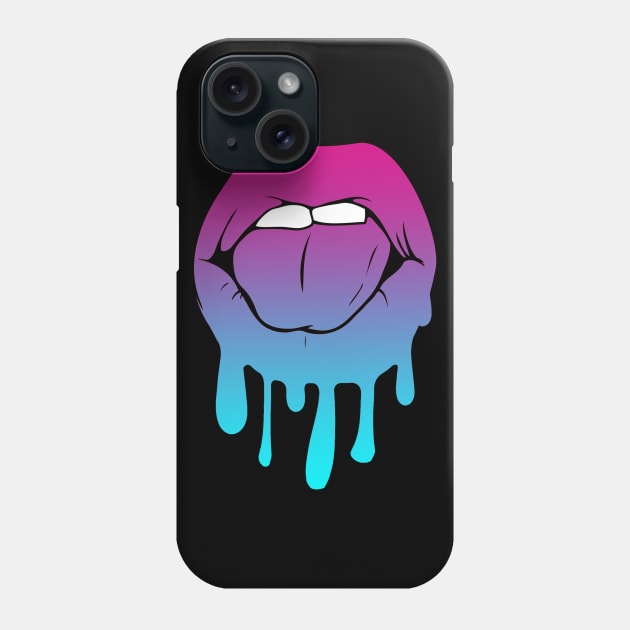 Vaporwave Dripping Lips Tongue Bite Phone Case by aaallsmiles