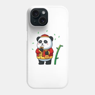 Cute panda eating with chinese costume Phone Case